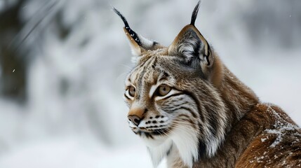Lynx in the Snow In Canadian Wilderness (Generative AI).