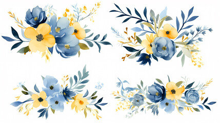 Floral frame with watercolor flowers, decorative flower background pattern, watercolor floral border background