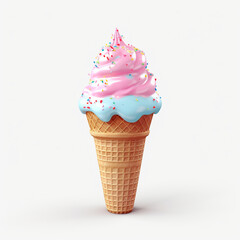 a pink and blue ice cream cone with a sprinkles on transparent background created with Generative Ai