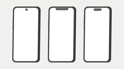 Variety of Smartphone Outlines with Different Notch Designs