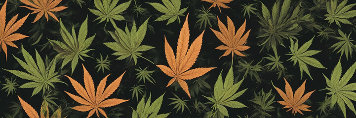 Fototapeta na wymiar Seamless Cannabis Leaf Pattern Generative AI