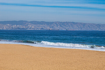 waves on the   beach Reñaca, Viña del Mar, Valparaíso Chile