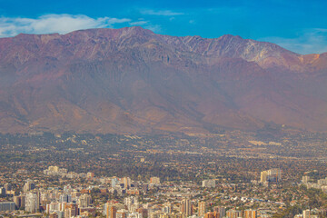 landscape of the city aerial view of the buildings  Santiago de Chile 