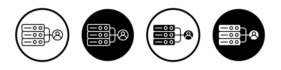 Shared hosting icon set. Web host data share vector symbol in a black filled and outlined style. Mainframe database sharing technology sign. - obrazy, fototapety, plakaty