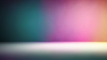 Vibrant Colorful Gradient Studio Background with White Floor Space