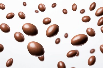 Fototapeta premium chocolate easter eggs flying isolated on white