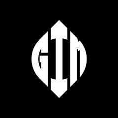 GIM circle letter logo design with circle and ellipse shape. GIM ellipse letters with typographic style. The three initials form a circle logo. GIM Circle Emblem Abstract Monogram Letter Mark Vector.