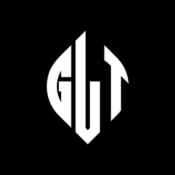 GLT circle letter logo design with circle and ellipse shape. GLT ellipse letters with typographic style. The three initials form a circle logo. GLT Circle Emblem Abstract Monogram Letter Mark Vector.