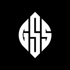 GSS circle letter logo design with circle and ellipse shape. GSS ellipse letters with typographic style. The three initials form a circle logo. GSS Circle Emblem Abstract Monogram Letter Mark Vector.