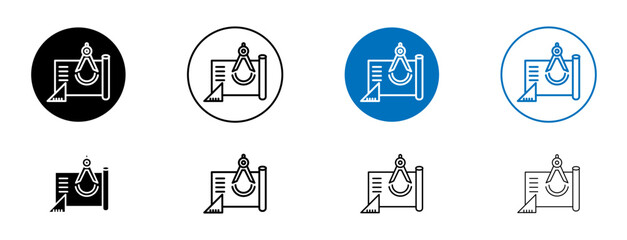 Construction Plan line icon set. Urban design map symbol in black and blue color.