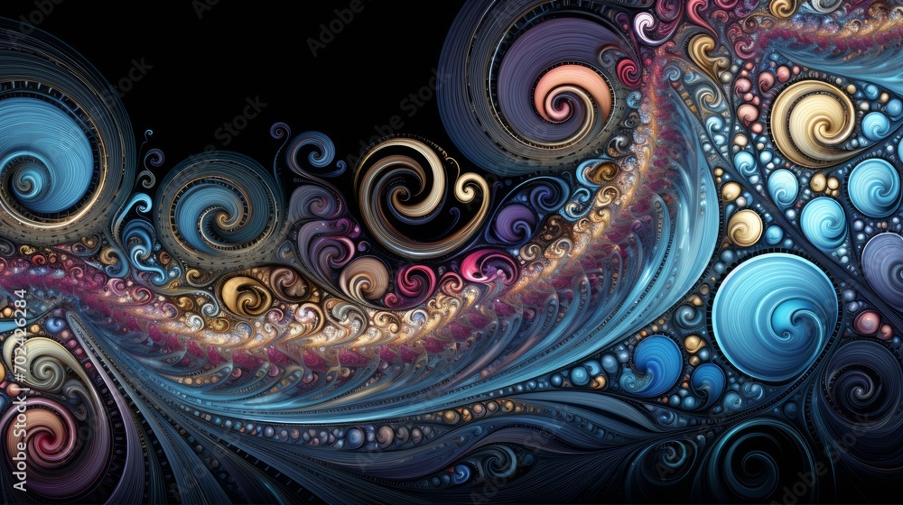 Poster abstract fractal art, showcasing the intricate patterns and complexity of the mind