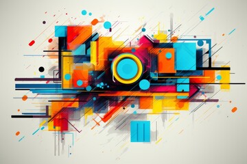 Abstract tech design with vibrant colors. Digital cyberspace futuristic background