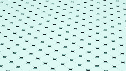 White geometric tile pattern mosaic grid square chamfer pale blue design 3d illustration render digital rendering