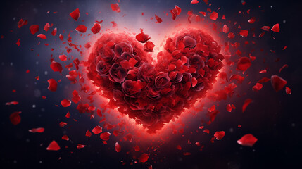 Ethereal Hearts Blossom from Red Rose - Captivating Valentine's Day Art - Perfect for Enduring Brand Affection