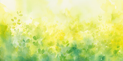 Abstract green watercolor spring flowers background 