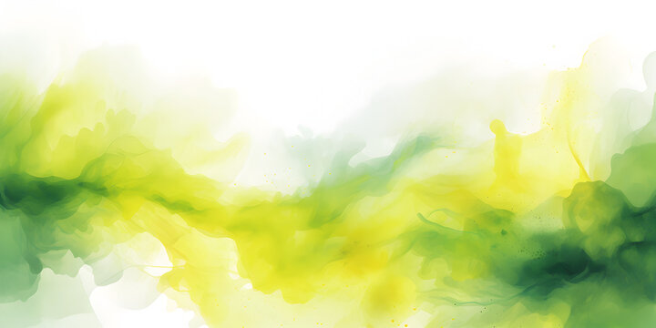 Abstract yellow and green watercolor background 