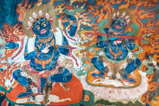 Mahakala Dharmapala. Tiksi Monatery Frescoes