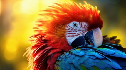 Obraz premium A close up of a colorful parrot with a blurry background