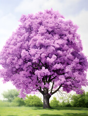 Obraz na płótnie Canvas Illustration of a purple lilac tree, floral background 