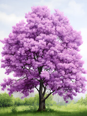 Naklejka premium Illustration of a purple lilac tree, floral background 