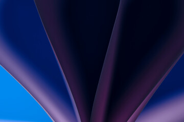 Abstract lilac blue macro background, smooth lines of paper sheets.