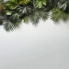 Hojas de plantas sobre un fondo blanco para usar en presentaciones - obrazy, fototapety, plakaty