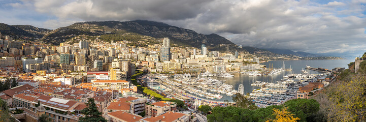 Fototapeta na wymiar Panoramic view of Monaco at the French Riviera