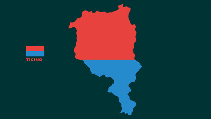 Fototapeta premium Graphic illustration of the state of Ticino, a region located in the south of the country
