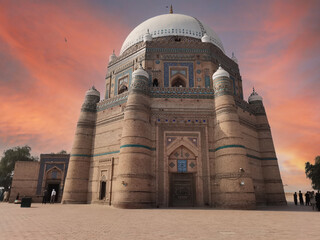 Multan Pakistan, Shrine of Bahauddin Zakariya, Sufi Saint, travel, history - obrazy, fototapety, plakaty