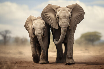 Fototapeta na wymiar African elephant Calves playing