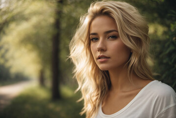 portrait of a woman in the forest summer