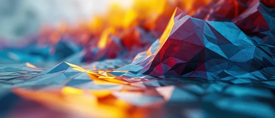 Crédence de cuisine en verre imprimé Montagnes Crystalline blue polygons in serene abstract design.