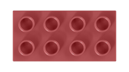 Redwood Block Isolated on a White Background. Close Up View of a Plastic Children Game Brick for Constructors, Top View. High Quality 3D Rendering with a Work Path. 8K Ultra HD, 7680x4320