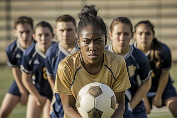 College soccer team with emotions, young adults in collegiate sports  - obrazy, fototapety, plakaty