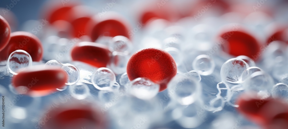 Aufkleber abstract close up of blood cells in blurred background with copy space for text placement