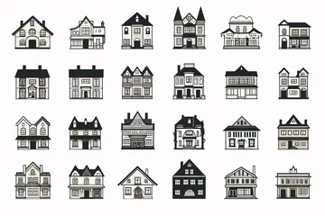 Foto op Canvas Houses black and white isolated vector style illustration © Zaharia Levy