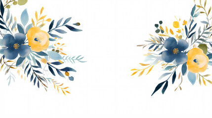 Obraz premium Floral frame with decorative flowers, decorative flower background pattern, floral border background