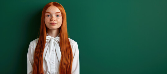 Youthful Charm, Long Red Hair Teenage Girl Portrait