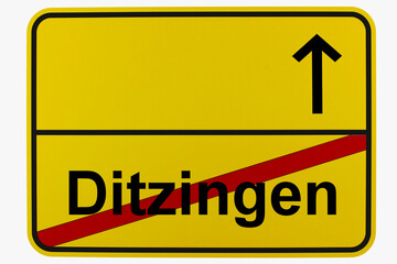 Illustration eines Ortsausgangsschildes von Ditzingen in Baden-Württemberg	