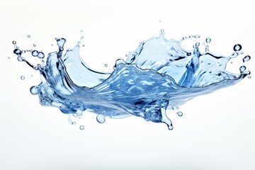 Blue water splash isolated on white background with clear edge lines   design element - obrazy, fototapety, plakaty