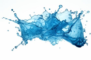 Blue water splash isolated on white background   design element with clear edge lines
