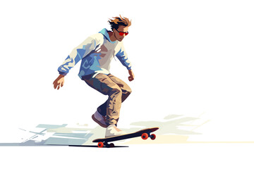 Fototapeta na wymiar man skateboarding vector flat minimalistic isolated vector style illustration