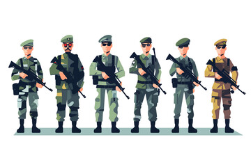soldiers set vector flat minimalistic isolated vector style illustration