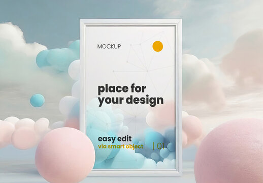 3d Art Vertical Poster Mockup 09