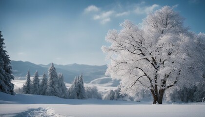 Winter landscape with trees and snow