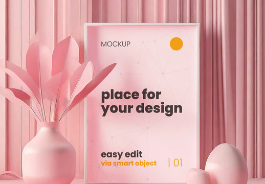 3d Art Vertical Poster Mockup 23