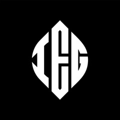 IEG circle letter logo design with circle and ellipse shape. IEG ellipse letters with typographic style. The three initials form a circle logo. IEG circle emblem abstract monogram letter mark vector.