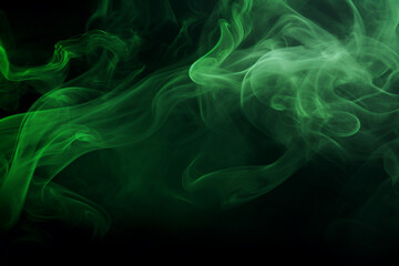 Fototapeta premium Green smoke movement on dark background