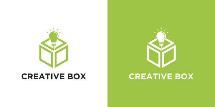 design template Light bulb with box minimalist logo design.