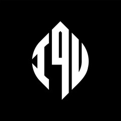 IQU circle letter logo design with circle and ellipse shape. IQU ellipse letters with typographic style. The three initials form a circle logo. IQU circle emblem abstract monogram letter mark vector.